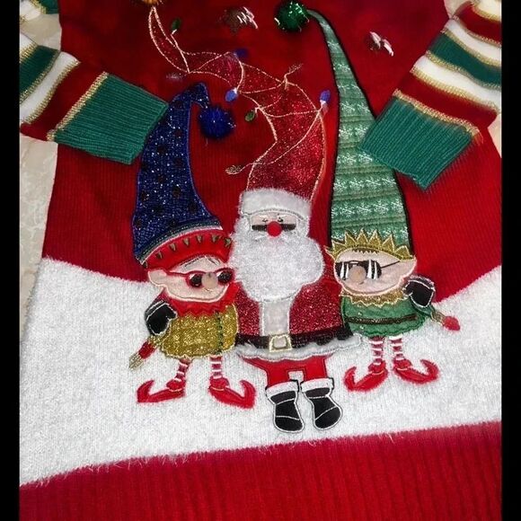 United States Sweaters Red Sequin Elf Christmas Holiday Sweater Size Small - Picture 4 of 8